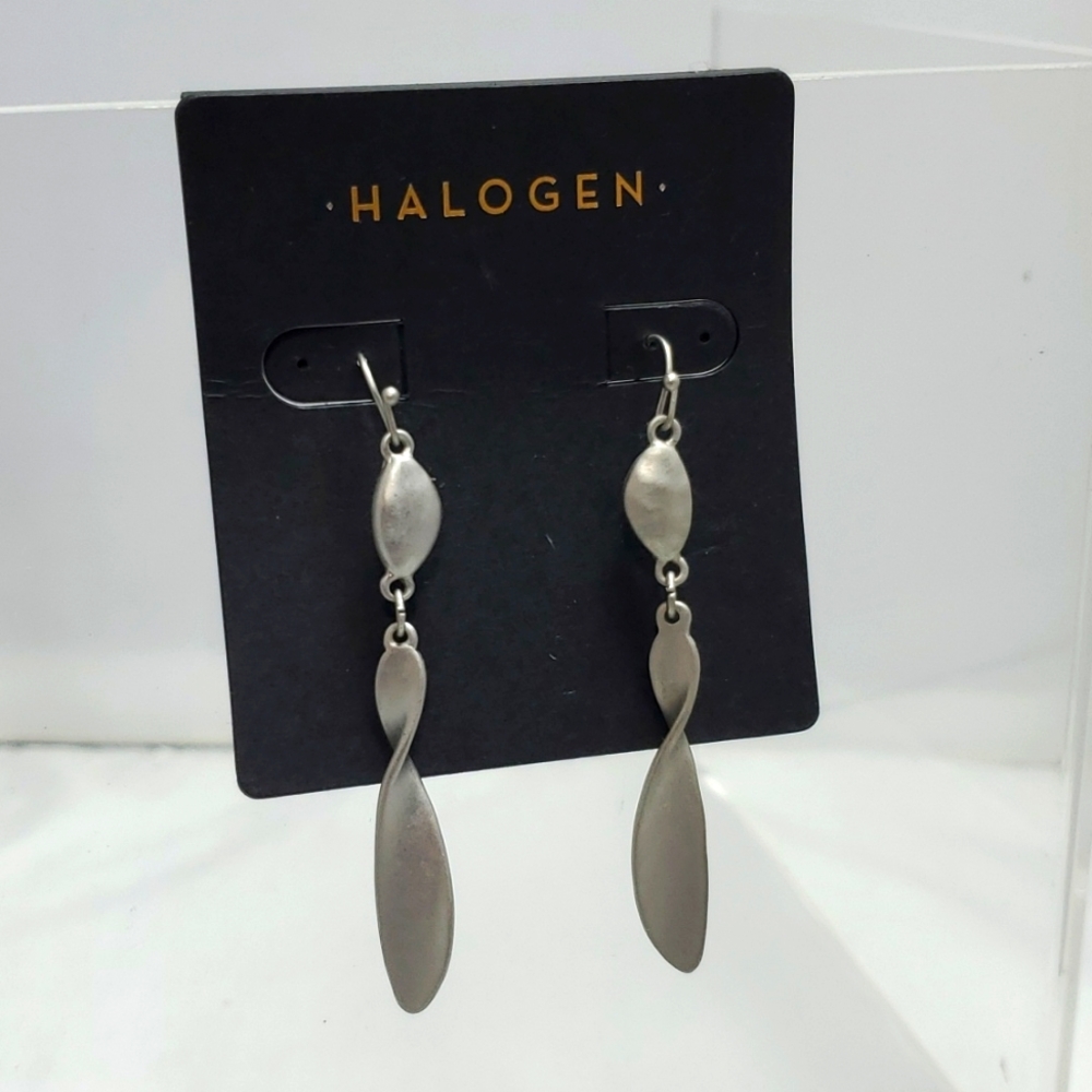 Halogen silver twisted dangle earrings